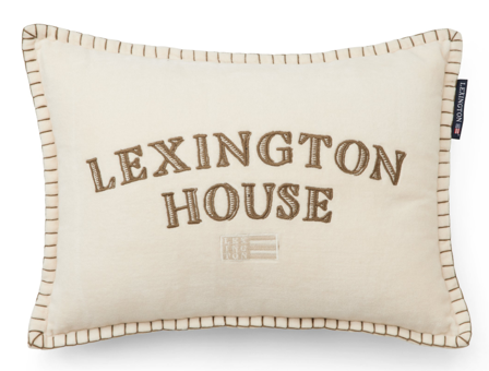 Lexington Pute Lexington-House Velour lysbeige-oliven_30x40cm