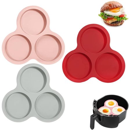 ING 3x Airfryer Æggeforme - 9,8 cm Diameter - Madlavningsring - Silikone Airfryer Æggeplade - Leveres med 3 Forme