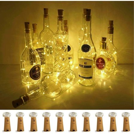 Vinflasklampor med kork, 10-pack batteridrivna LED-korkar