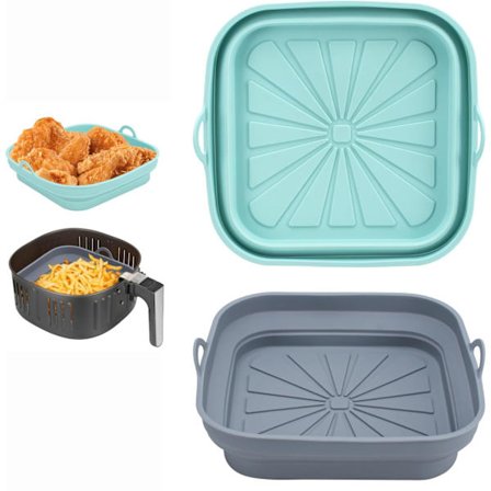 To silikonebageplader, genanvendelige i mikrobølgeovn og ovn (grøn + grå)