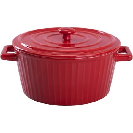 Färgglad Keramisk Gryta med Lock 1 Quart Keramisk Grytform för Bakning i Ugn, Röd