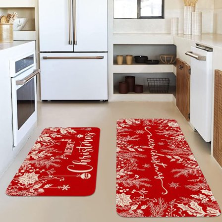 Liukumattomat keittiön lattiamatot - Joulusetti 2 kpl, kumipohja, 40*60+40*120 cm (26)