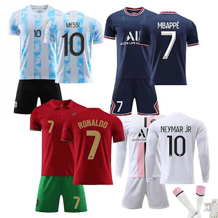 Barnfotboll Neymar Kits Fotbollströja Träningströja kostym 21/22