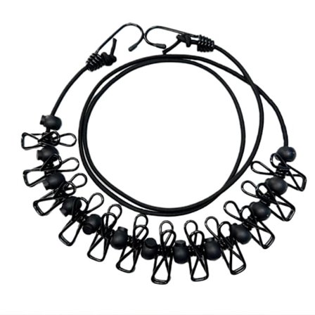 Tørkestativ for utendørs klær, klesline, kleslinestrammer for utendørs reiser, ferie, camping med 12 klipshengere, klesstativ, 180 cm justerbar