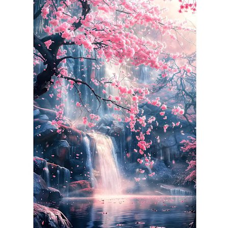 DIY Pink Blomster Diamant Maleri Sæt Billeder til Voksne Begyndere, 5D Vandfald Diamant Maleri Sæt, DIY Runde Sten Drømmeland Diamant Kunst Kit