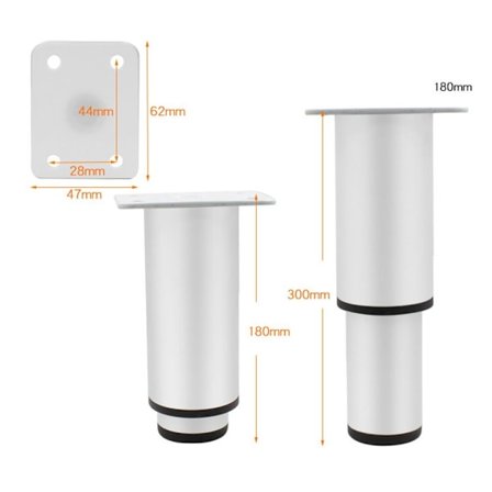 Sengebjælke Støtte Møbelben HVID 18CM White-FF-