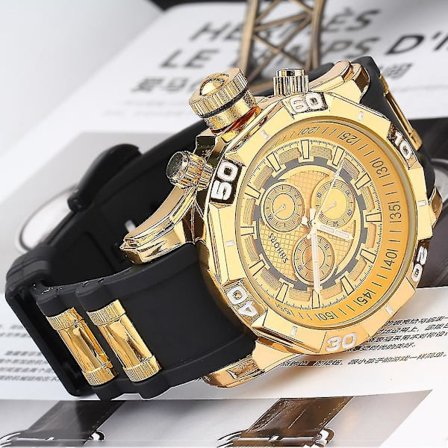 Sejt Herre Quartz Ur Stor Skive Silikon Rem