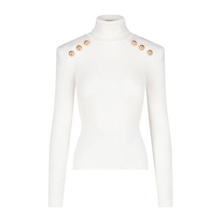 Balmain, Turtlenecks Wit, Dames, Maat:S