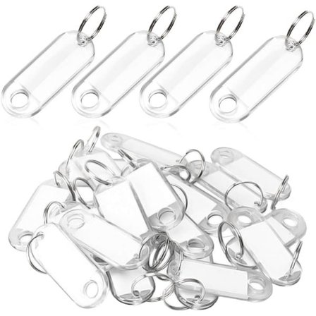 50 stk. hvide nøgleholder tags bagage nøgle plastik rejse nøgle tag med nøglering printbart papir label kort til bagage navn værksted, hjem, 