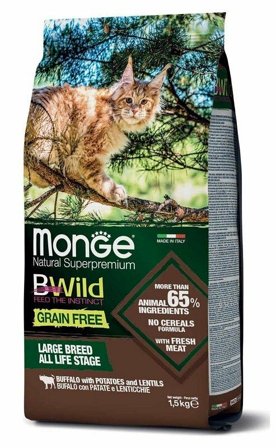 Monge B Wild Grain Free All Life Stage Large Breed Con Bufalo