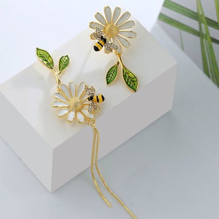 2022 n Daisy Flower Bee Stud øredobber for kvinner Solsikke Butte