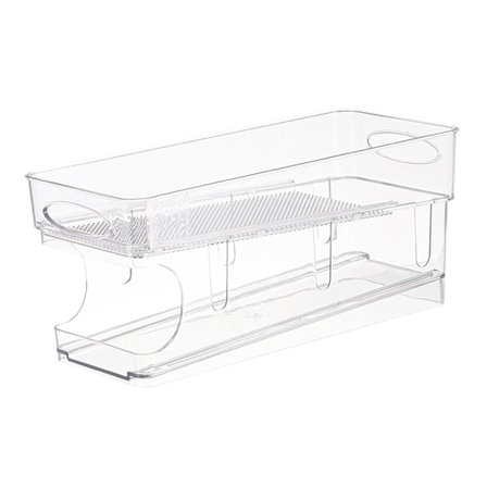 Dobbeltlags automatisk rullende sodavandsdåse-organisator, transparent drikkevareopbevaring til køleskab