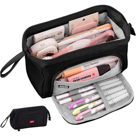 Koulun penaali, suuri penaali kahvalla, penaali tytöille, koulutarvikkeet, paperitarvikkeet, meikkipussi, työpöytäjärjestäjä