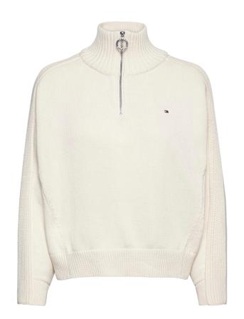 Zip-Up High-Nk Sweater Turtleneck Rullekravetrøje Creme Tommy Hilfiger