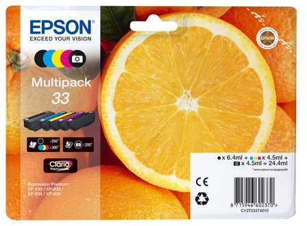 Epson 33 Multipack - 5-pack - svart, gul, cyan, magenta, fotosort - original - blekkpatron