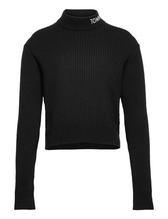 Tjw Dg Comfy Rib Turtle Neck T-shirts Turtleneck Musta Tommy Hilfiger