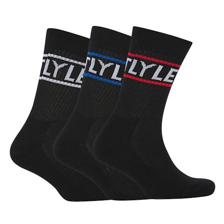 Lyle & Scott Herr Logo Sportstrumpor (3-pack) 7 UK-11 UK Svart