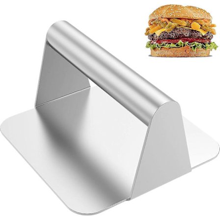 Firkantet/Rund Burgerpresse med Håndtag Kraftig Glat Burger Smasher Rustfrit Stål Smash Burger Presse Fødevaregodkendt Bøfpresse til Flad Top Non-Stic