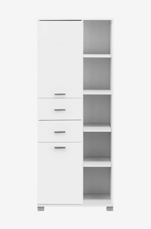 Loft24 - Badeværelsesskab Rowan 2 låger/2 skuffer - Hvid - Badeværelsesmøbler - Fra Homeroom