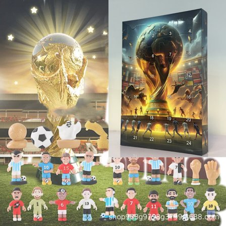 Gos- Ny 2024 VM-adventskalender, juleadventskalender, Blind Box, Messi, Mbappe, Ronaldo, Haaland, etc A
