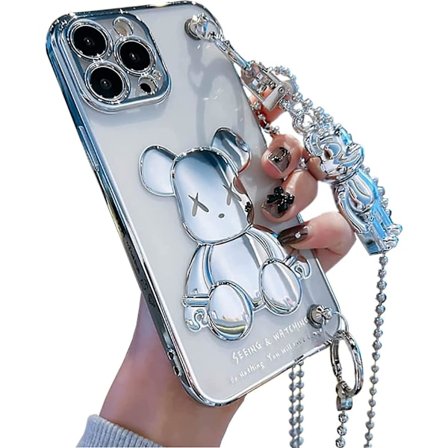 Sødt Etui til Iphone 13 Pro Max, Håndledsrem Støtteben Blød Tpu Stødsikker, Tegneserie Kawaii Cover Mode Minnie Mouse Glimmer Bling Design, Iphone 