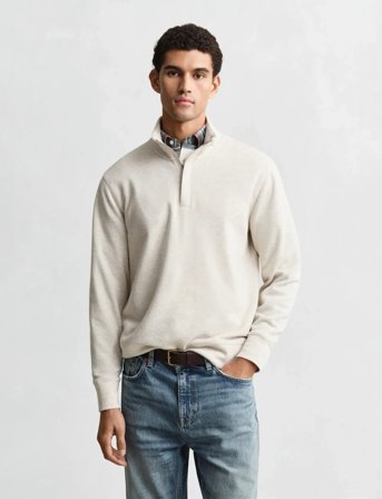 GANT Light Sacker Half Zip - Cream - XL