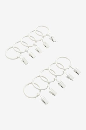 Jotex - Gardinring Med Klips 10-pk Hvit - CURTIS - Kjøp Gardintilbehør hos Jotex