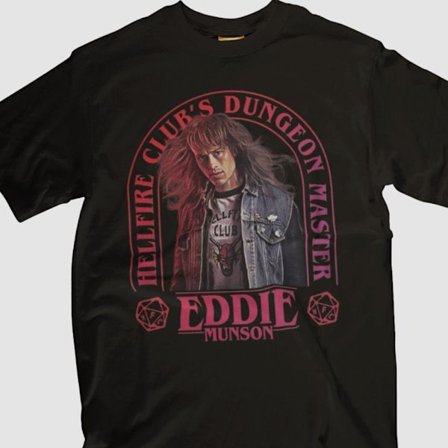 Sort T-shirt - Eddie Munson Stranger Things Hellfire arch XL