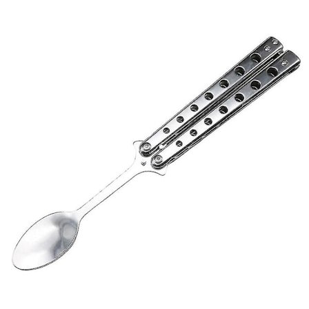 Butterfly Trainer Ske Foldbar Rustfrit Stål Butterfly Træningsske Flaskeåbner Bestik Til RejserBY