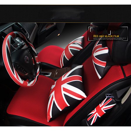 Cartoon bil ratt täcka läder tryck handtag täcka D-typ ratt täcka universal(energi klo)