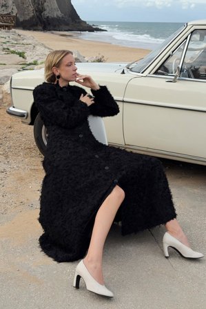 Hanna Stefansson x NA-KD - Oversized tynn strukturert kåpe - Skjortekjoler - Svart - EU 38