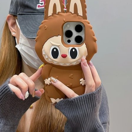 Labub 3D Kawaii Monster Blød Silikone Telefoncover til iPhone Kompatibel med