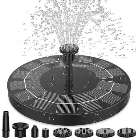 Aurinkokennotoiminen suihkulähde 2,5 W aurinkopaneelilla, aurinkokennotoiminen lampipumppu 6 suihkulähdesuuttimella, kelluva aurinkokennotoiminen 