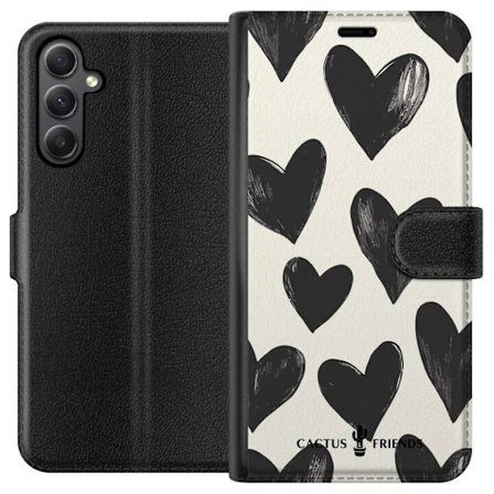 Kompatibel Tegnebogsetui til Samsung Samsung Galaxy A24 4G Cactus and Friends - Bold Black Love Pattern