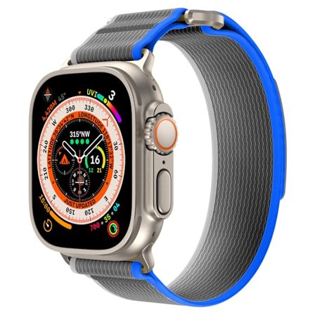 Apple Watch Reim 38mm 40mm 41mm, Myk Nylon Flettet Borrelås for Apple Watch Ultra 2 Ultra Series 9 8 7 SE 6 5 4, Blå/Grå