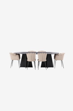 Venture Home - Ruokailuryhmä Bootcut ja ruokapöydän tuolit Limhamn, 4 kpl - Beige - Ruokailuryhmät - - Homeroom
