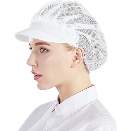3-pak mesh kokkehatte - Hvide, unisex køkkenhatte med mesh, W