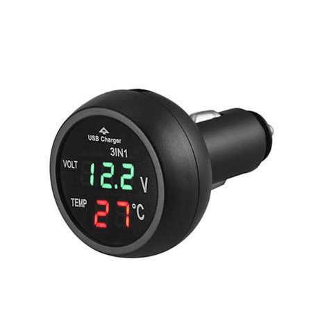 LCD-mittarinäyttö USB autolaturi VIHREÄ