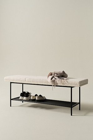 Jotex - Bank Mit Schuhregal 140 Cm Schwarz/Weiß - BARKLY - Kaufe Schuhregal bei Jotex