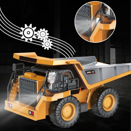 9-kanals RC Tippbil leketøysett RC lastebil byggebil leketøy for småbarn barn gutter jenter gul