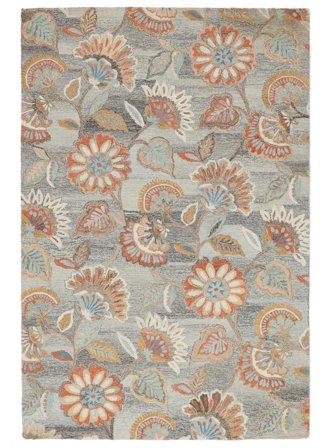 Wollteppich Blumen Rusty Flowers Grau/Rost
