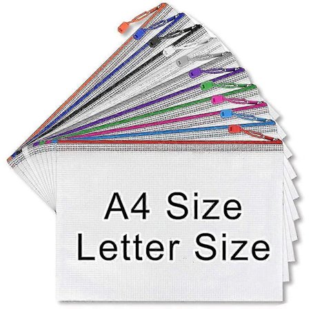 A4 Plastfickor Mapp, Zip Lock Väskor Mesh Dokumentplånbok