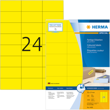 Etikett Herma 70X37Mm Gul