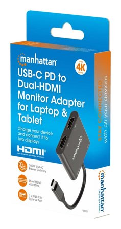Manhattan USB-C PD auf Dual-HDMI-Monitor-Adapter 4K 60Hz