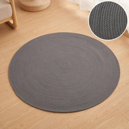 Rundt teppe, håndvevd bomullsteppe 80*80cm