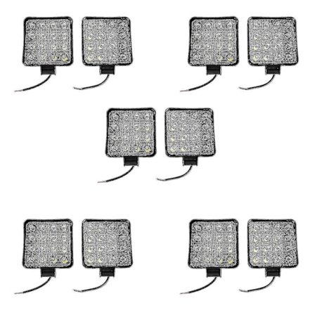 10x 48W Neliönmuotoiset LED-työvalot 6000K traktoreille, kuorma-autoille, mönkijöille, 12V/24V