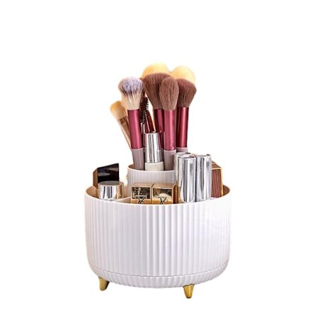 360° Roterande Sminkborsteorganisatör Med Lock