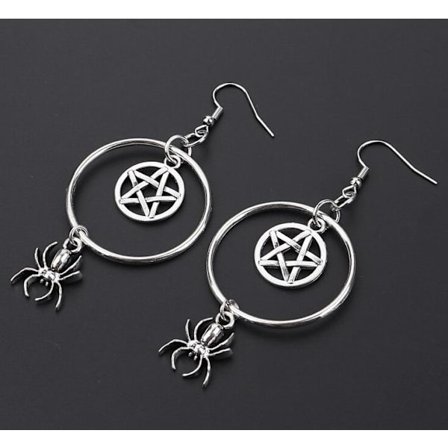 Earrings - Creoles - Spider - Pentagram