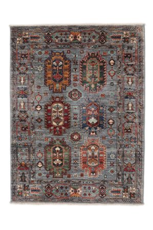 Tappeto Shabargan 88X117 Nero/Grigio Scuro (Lana, Afghanistan)