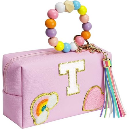 Påskpresenter för barn 4 5 6 7 8 9 10 11 12 år, Presenter till flickor, Hudvård för flickor, Påskkorgsfyllare, Kosmetikaväska med bokstav